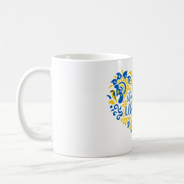 Mug Soyez avec l'Ukraine lettrage et coeur (Gauche)