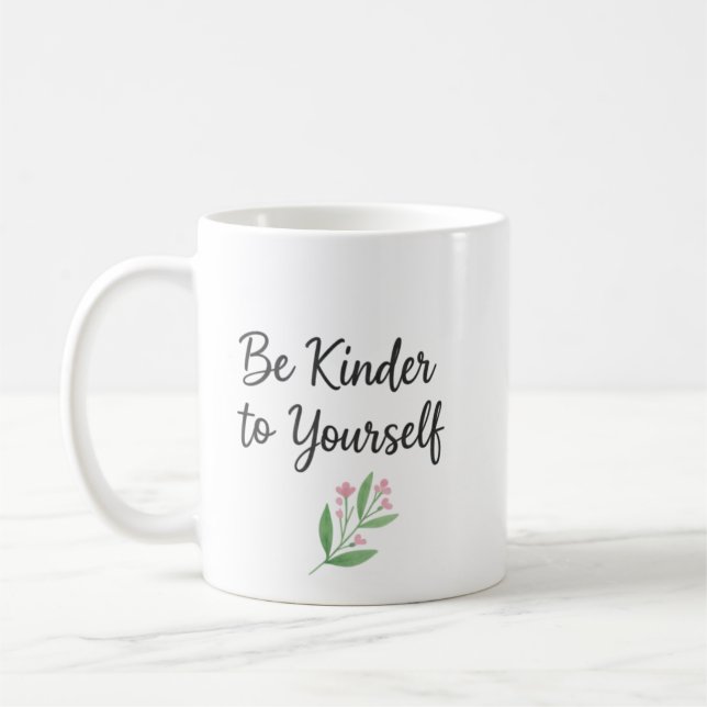 Mug Soyez gentil avec vous-même aquarelle florale amou (Gauche)