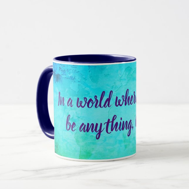 Mug Soyez gentil et inspirant citation bleu vert (Devant gauche)