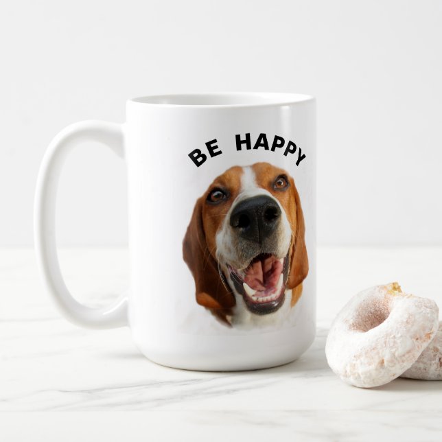 Mug Soyez heureux Beagle (Avec donut)