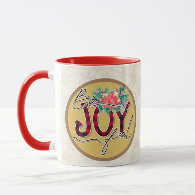 Mug Soyez Joyeux cadeau de Noël Flower Design Verse Ci (Gauche)