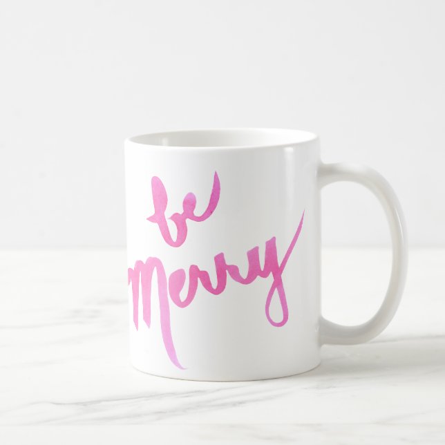 Mug Soyez joyeux (et lumineux rose !) main marquée (Droite)