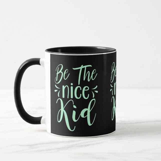 Mug Soyez le bon enfant message positif dans Mint Gree (Gauche)