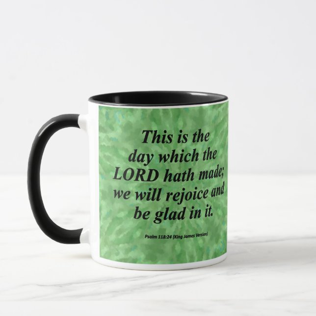 Mug Soyez l'heureux psaume 118-24 condensé (Gauche)