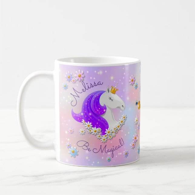 Mug Soyez Magique Violet Unicorne Princesse Sparkle (Gauche)