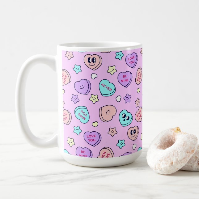 Mug Soyez Mine Pastel Coeur et Star Lavender (Avec donut)