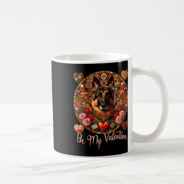 Mug Soyez mon chien de la Saint-Valentin Fleur Cœur Ro (Droite)