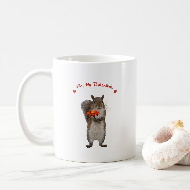 Mug Soyez mon Valentine d'écureuil mignon (Avec donut)