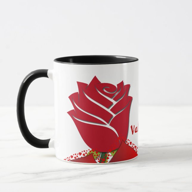 Mug Soyez Mon Valentine Rose Rouge Romantique Floral P (Gauche)
