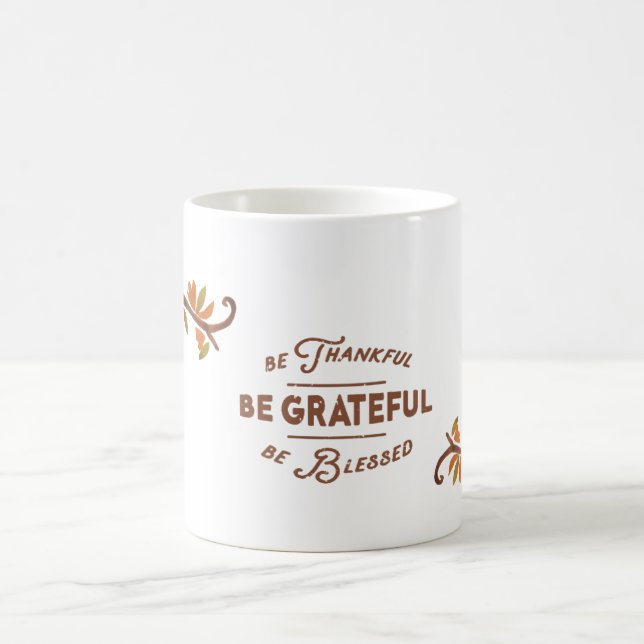 Mug Soyez Reconnaissant, Grateful, Bénie - Floral Auto (Centre)