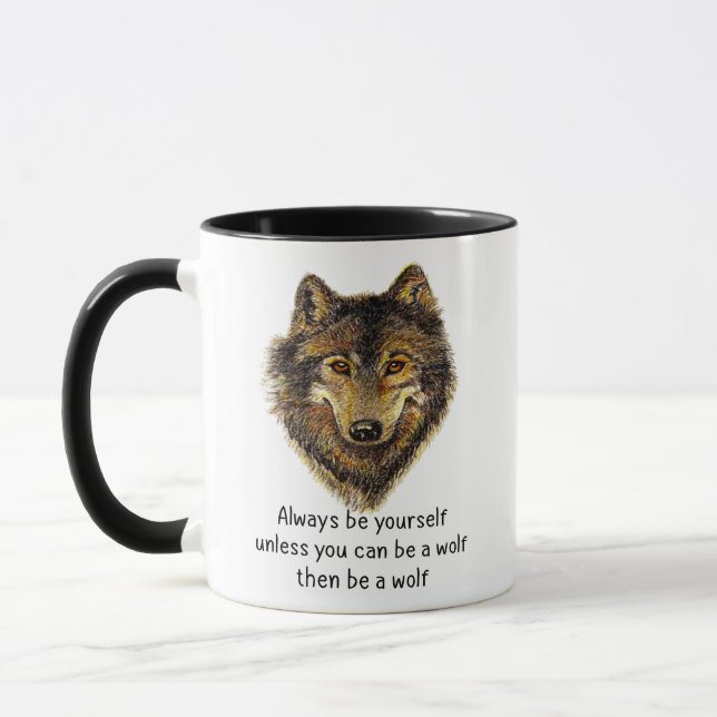 Mug Soyez un loup amusant Citation de loup inspirant (Gauche)
