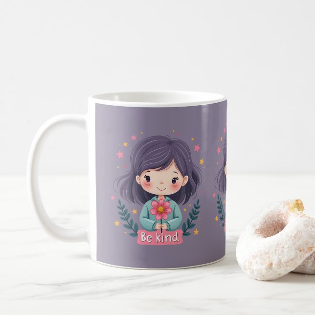 Mug Soyez une fille mignonne avec l'art positif Fleur (Avec donut)