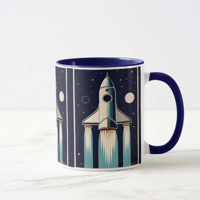 Mug Space Age Retro 50s Rocket Ship (Droite)