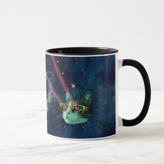Mug Space cat avec lunettes jaunes (Droite)
