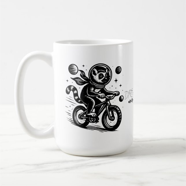 Mug Space Lemur Astronaut Riding Bicycle - Madagascar  (Gauche)