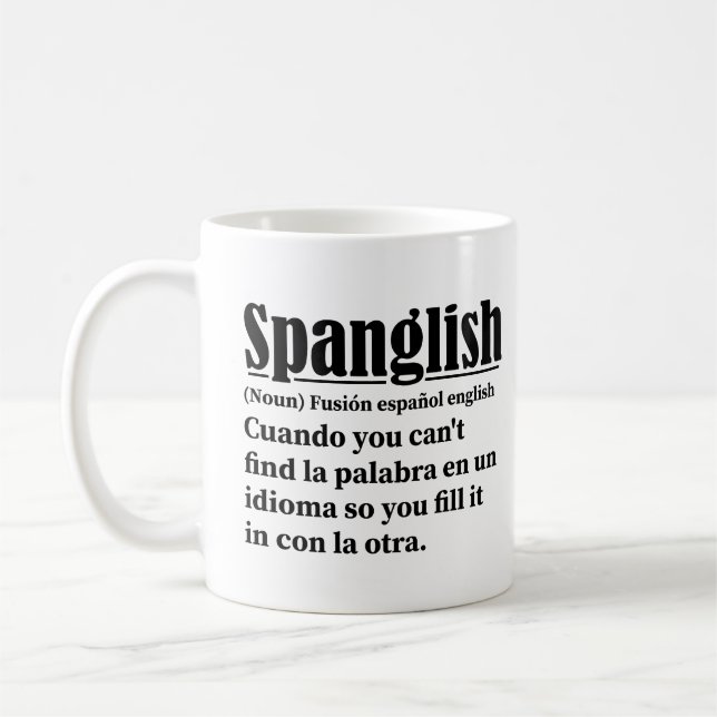 Mug Spanglish Funny Définition Espagnol Anglais (Gauche)