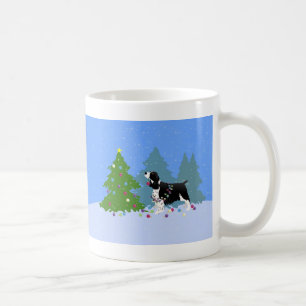 Mug Spaniel Springer noir décorant arbre de Noël