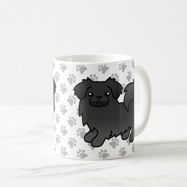 Mug Spaniel Tibétain Noir Chien de Dessin Animé Mignon (Devant droit)
