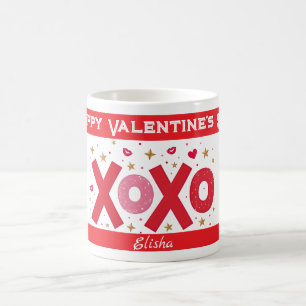Mug Sparkle XOXO amour typographie coeurs étoiles sur