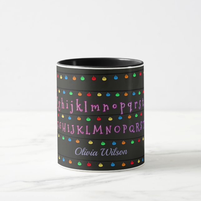 Mug Sparkling Neon Alphabet with Festive Lights (Centre)