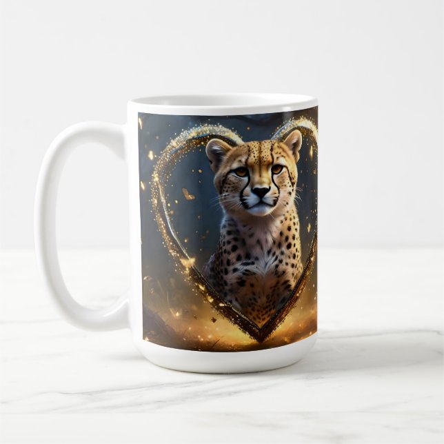 Mug Sparkly Gold Cheetah Love, (Gauche)