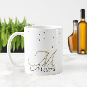 Mug ✨ Sparkly Gold Parties scintillant Nom et monogram