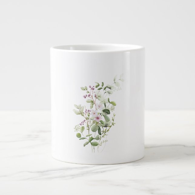 Mug Spécial Aquarelle Fleurale Eucalyptus (Devant)