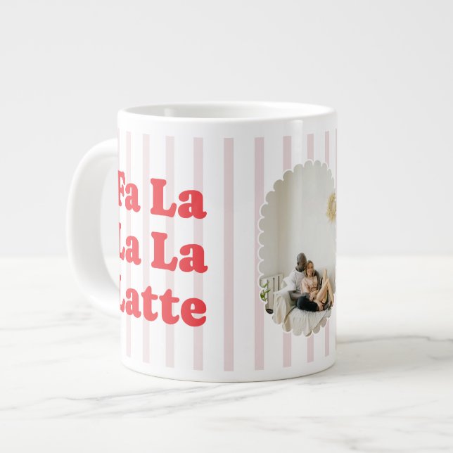 Mug Spécial Photo Rétro Latte Fa La La Noël (Devant gauche)