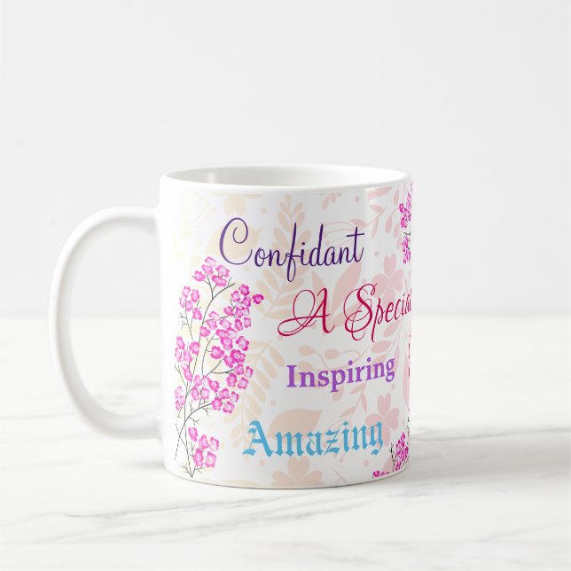 Mug Spécial sœur florale rose attentionné sincère (Gauche)