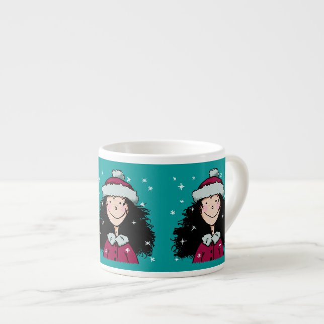 Mug Spécialité 3 Tailles, Fille d'Hiver (Devant droit)