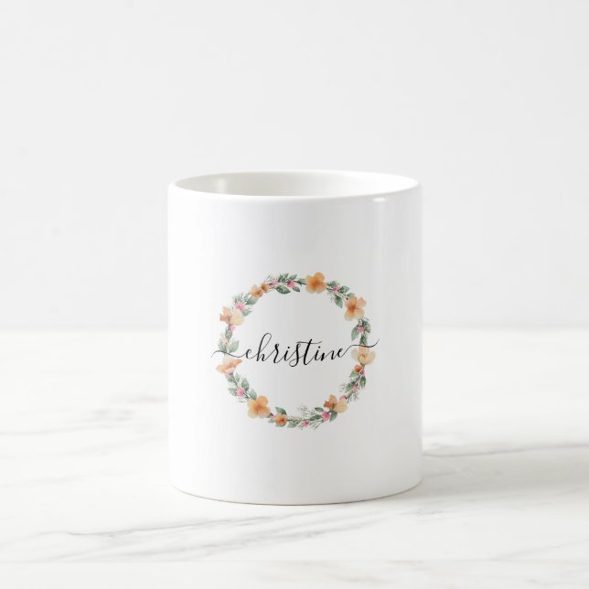 Mug Spécifique au client, couronne de fleurs (Centre)