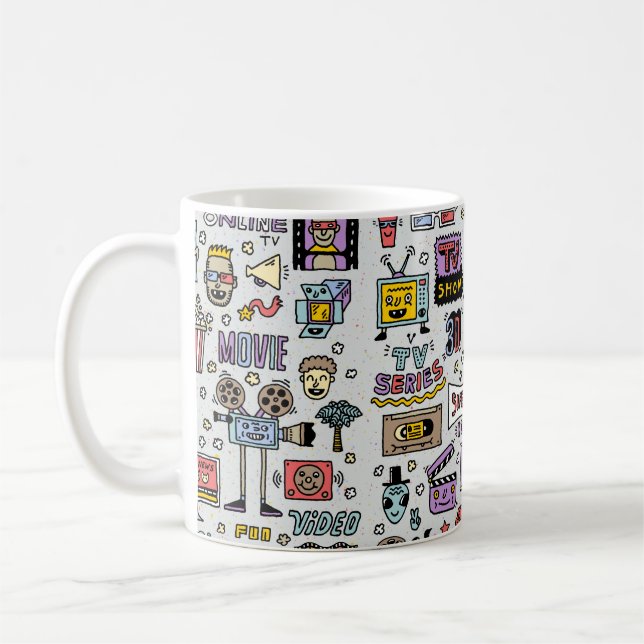 Mug Spectacles TV, Séries et Films Drôle Doodle vintag (Gauche)