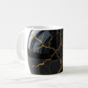 Mug Sphère obsidienne polie avec des veines d'or fondu