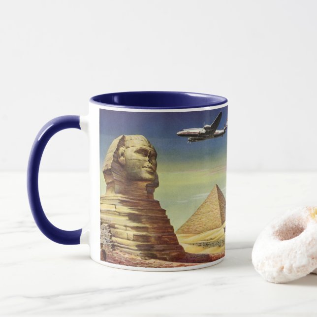 Mug Sphinx vintage de Gizeh, Pyramides d'Egypte (Avec donut)