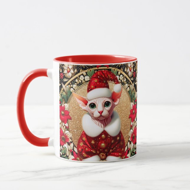 Mug Sphynx Chat Père Noël Elf (Gauche)