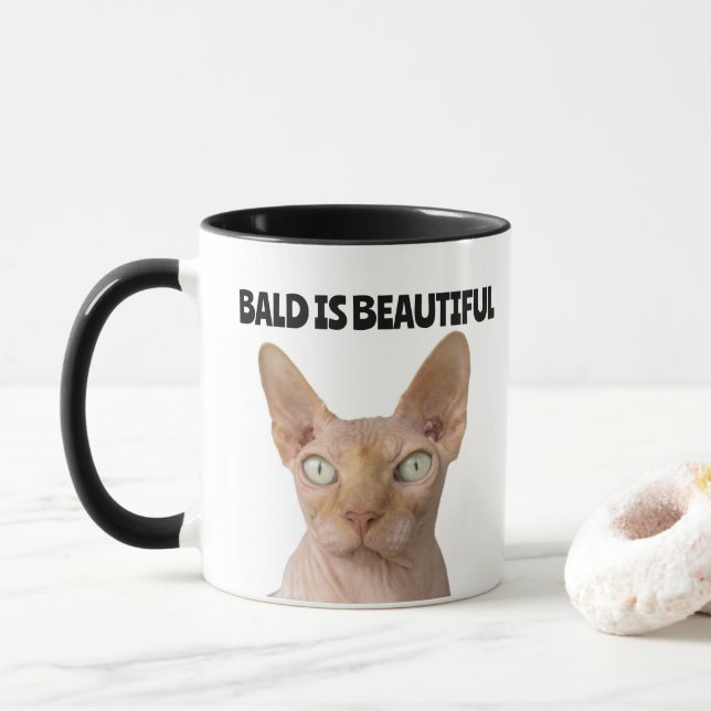 Mug SPHYNX CHAT SANS CHEVEUX, tasses, Bald belle (Avec donut)
