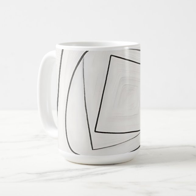 Mug Spirale Carrée Abstraite Noir Blanc (Devant gauche)