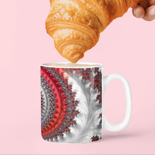 Mug Spirale fractale abstraite avec dégradé rouge et n