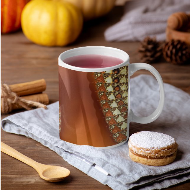 Mug Spirale fractale dégradé orange doré abstrait (Créateur téléchargé)