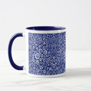 Mug Spirales - Bleu de marine sur blanc