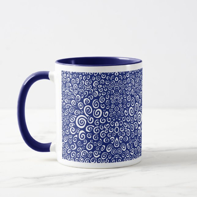 Mug Spirales - Bleu de marine sur blanc (Gauche)