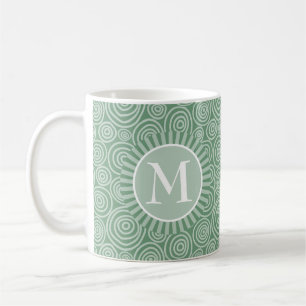 Mug Spirales vertes Monogrammes - Personnalisées