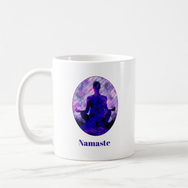 Mug Spirituel Violet assis Yoga Pose Namaste (Gauche)
