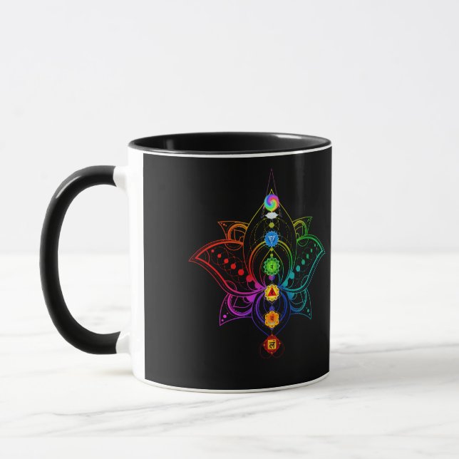 Mug Spirituel Zen Lotus Fleur Chakras Aligné Yoga (Gauche)