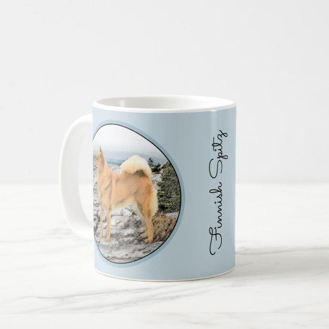Mug Spitz finlandais à Seashore Peinture - Chien Art (Devant gauche)