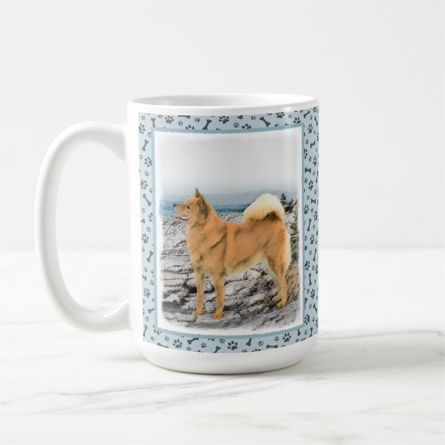 Mug Spitz finlandais à Seashore Peinture - Chien Art (Gauche)