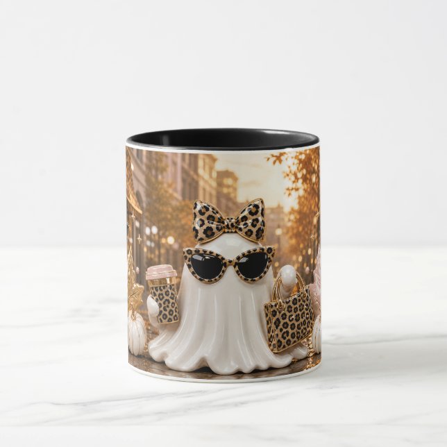 Mug Spooky Chic Ghost Mug, Leopard Print Halloween  (Centre)
