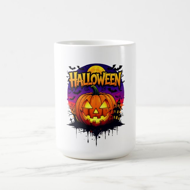 Mug Spooky Halloween Pumpkin Design with Moonlit Sky a (Centre)