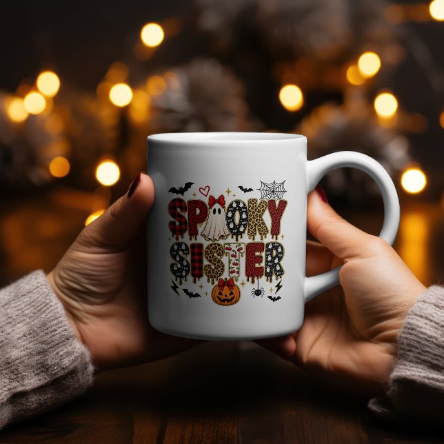 Mug Spooky Sister Halloween | Imprimé Léopard Mix (Créateur téléchargé)