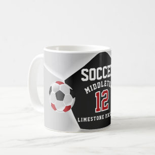Mug Sport ⚽ de football rouge, noir et blanc